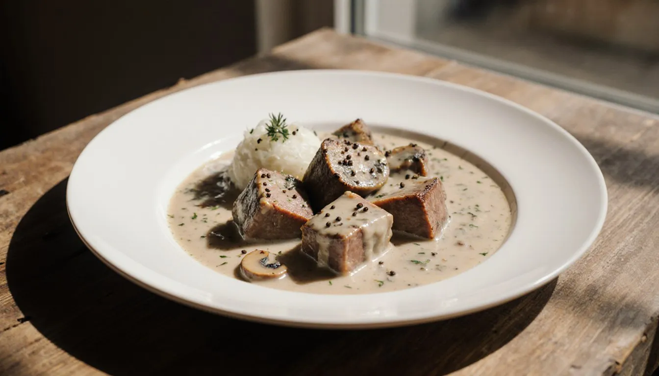 Cubed steak smothered in creamy milk gravy with sautéed mushrooms and cracked pepper